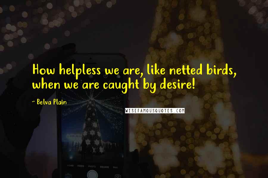 Belva Plain Quotes: How helpless we are, like netted birds, when we are caught by desire!