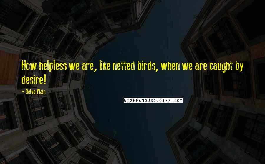 Belva Plain Quotes: How helpless we are, like netted birds, when we are caught by desire!