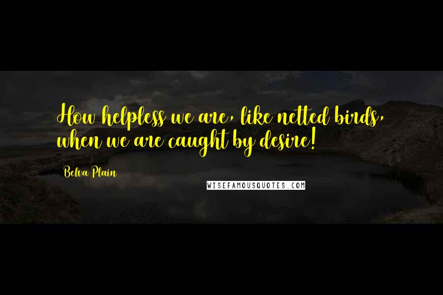 Belva Plain Quotes: How helpless we are, like netted birds, when we are caught by desire!