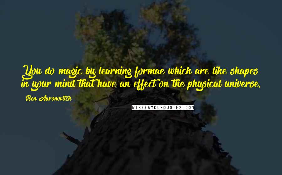 Ben Aaronovitch Quotes: You do magic by learning formae which are like shapes in your mind that have an effect on the physical universe.