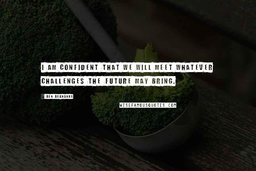 Ben Bernanke Quotes: I am confident that we will meet whatever challenges the future may bring.