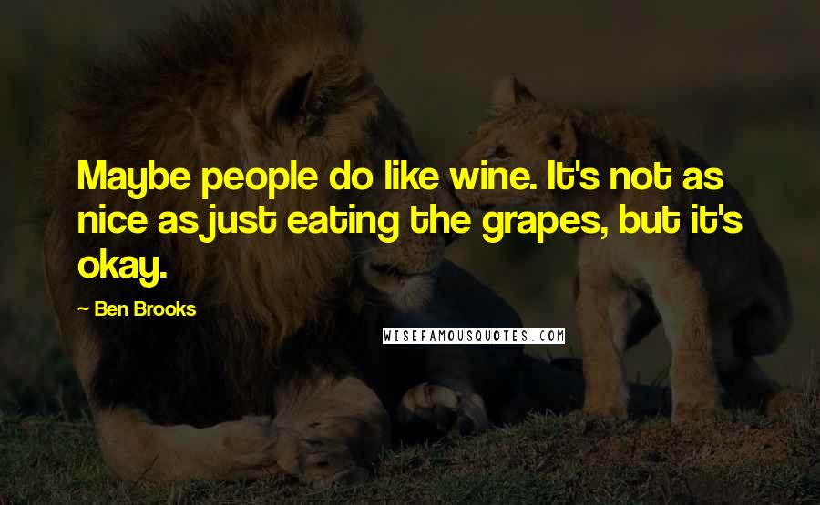 Ben Brooks Quotes: Maybe people do like wine. It's not as nice as just eating the grapes, but it's okay.