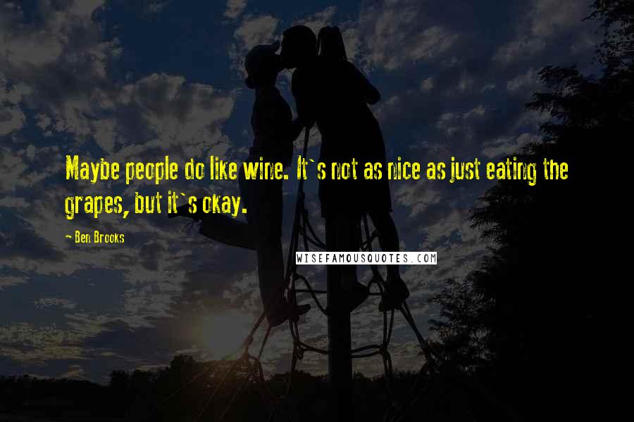 Ben Brooks Quotes: Maybe people do like wine. It's not as nice as just eating the grapes, but it's okay.