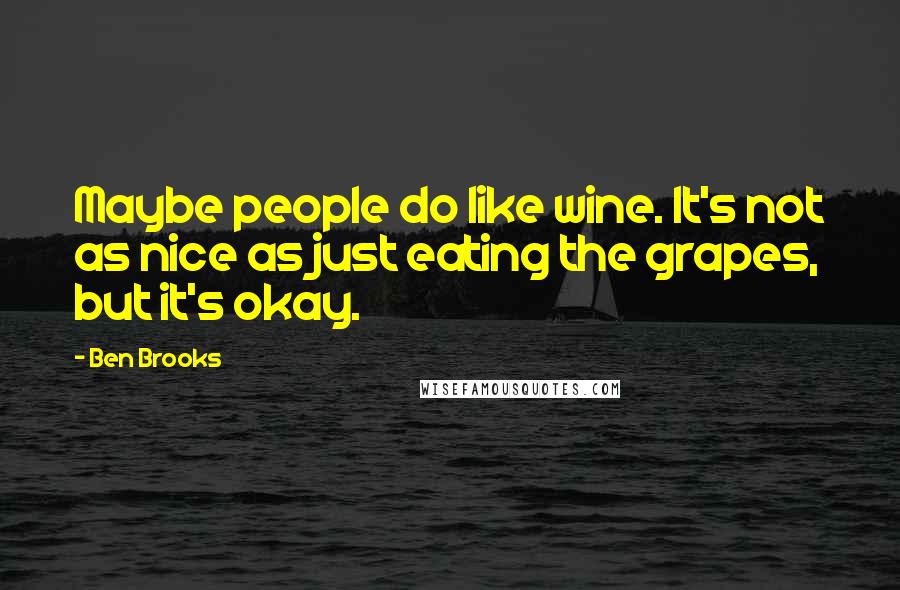 Ben Brooks Quotes: Maybe people do like wine. It's not as nice as just eating the grapes, but it's okay.