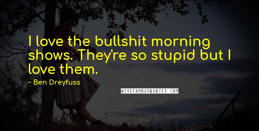 Ben Dreyfuss Quotes: I love the bullshit morning shows. They're so stupid but I love them.