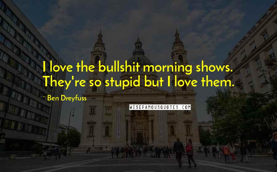 Ben Dreyfuss Quotes: I love the bullshit morning shows. They're so stupid but I love them.