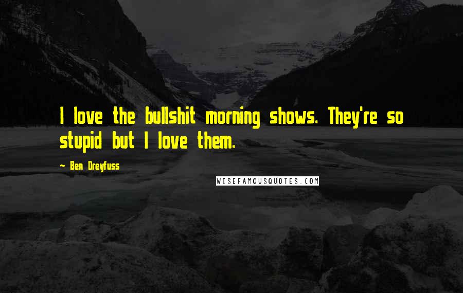 Ben Dreyfuss Quotes: I love the bullshit morning shows. They're so stupid but I love them.