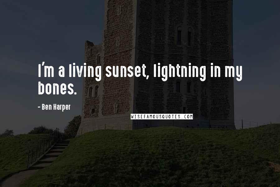 Ben Harper Quotes: I'm a living sunset, lightning in my bones.