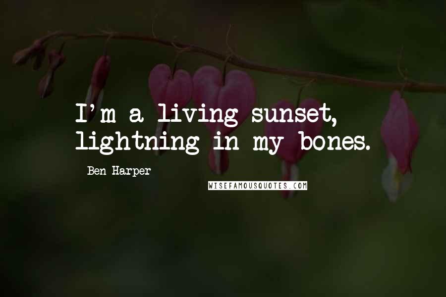 Ben Harper Quotes: I'm a living sunset, lightning in my bones.