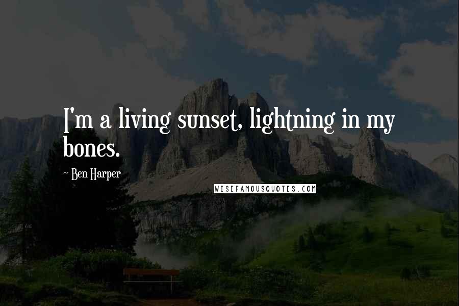 Ben Harper Quotes: I'm a living sunset, lightning in my bones.