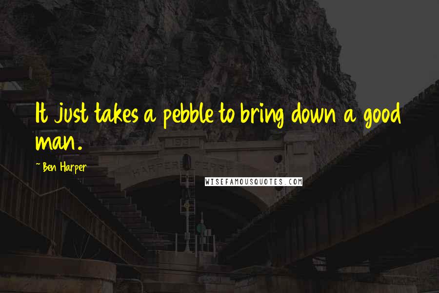 Ben Harper Quotes: It just takes a pebble to bring down a good man.