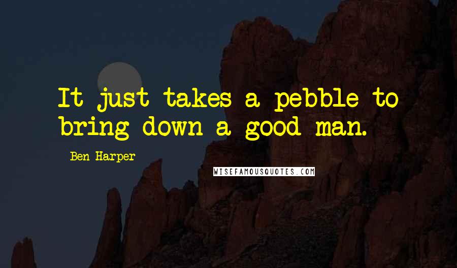 Ben Harper Quotes: It just takes a pebble to bring down a good man.