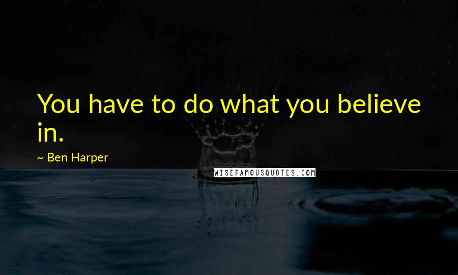 Ben Harper Quotes: You have to do what you believe in.