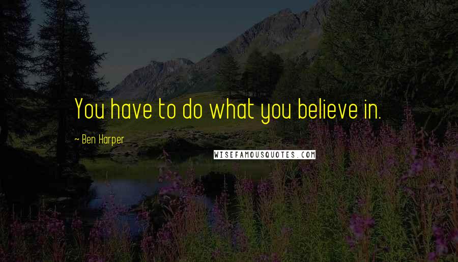 Ben Harper Quotes: You have to do what you believe in.