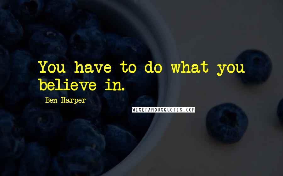 Ben Harper Quotes: You have to do what you believe in.