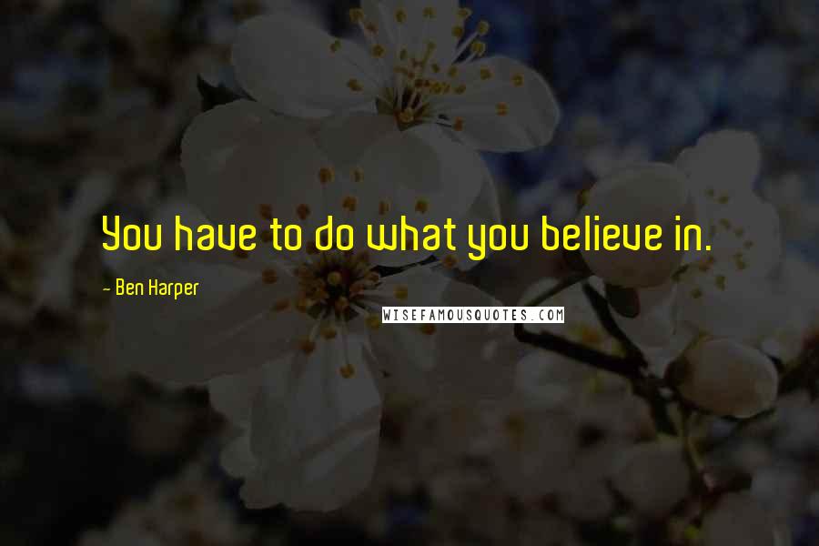 Ben Harper Quotes: You have to do what you believe in.