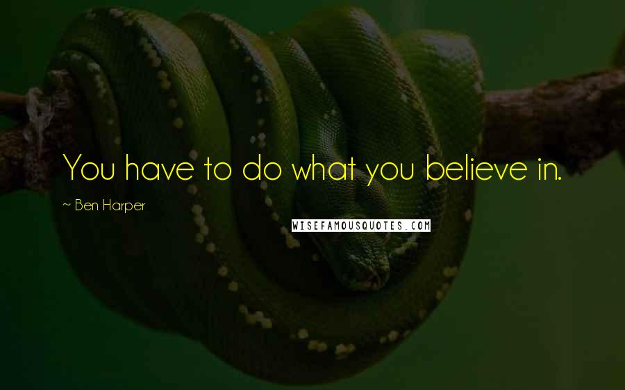 Ben Harper Quotes: You have to do what you believe in.