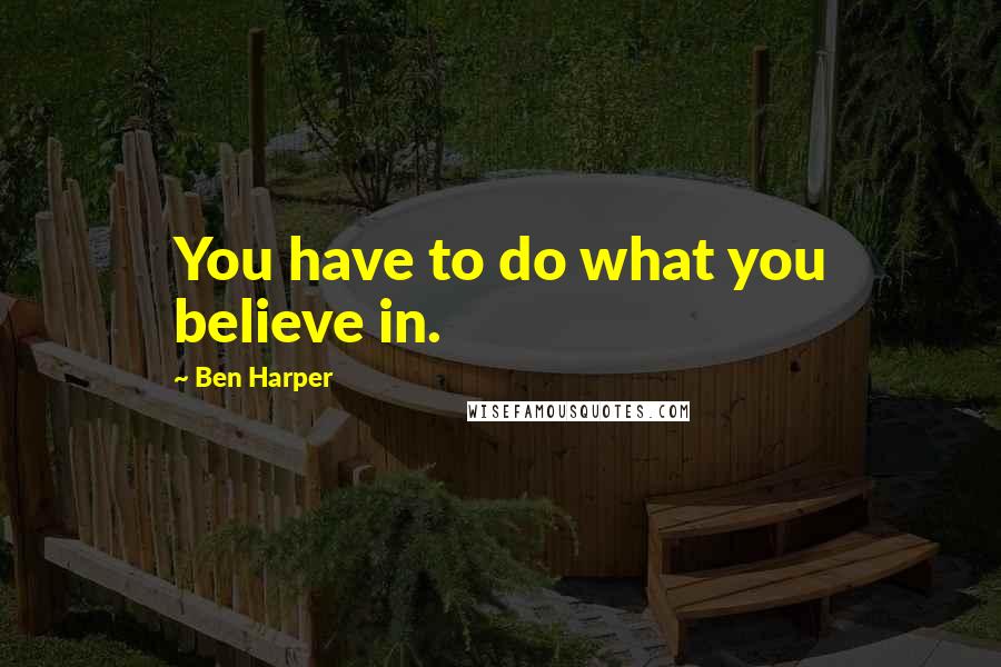 Ben Harper Quotes: You have to do what you believe in.