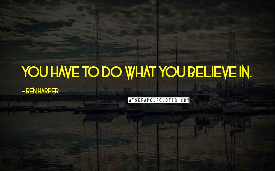 Ben Harper Quotes: You have to do what you believe in.