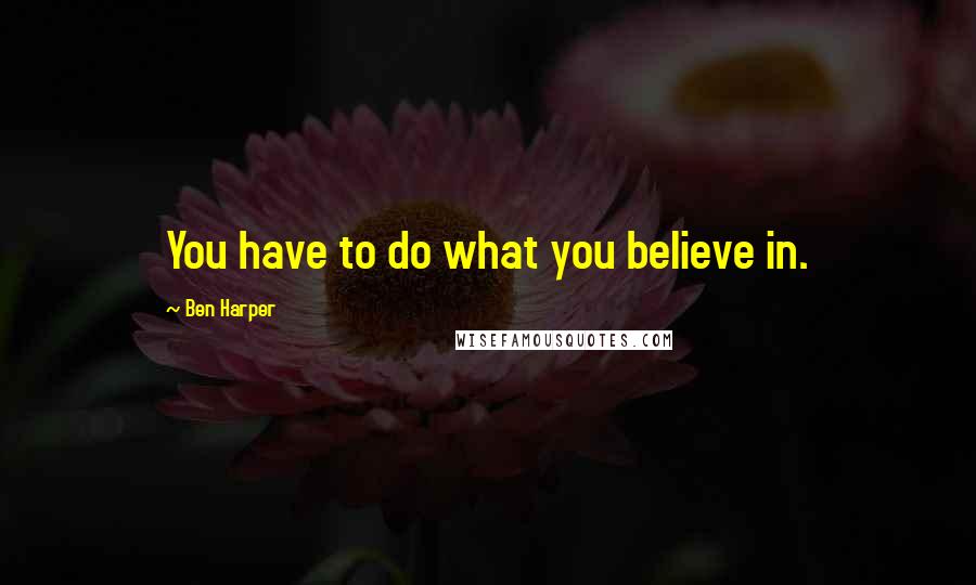 Ben Harper Quotes: You have to do what you believe in.