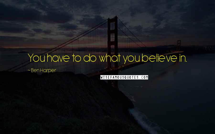 Ben Harper Quotes: You have to do what you believe in.