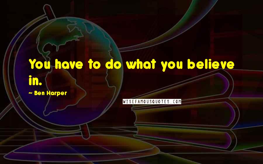 Ben Harper Quotes: You have to do what you believe in.