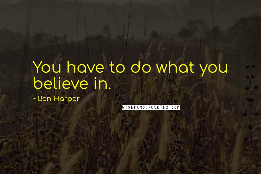 Ben Harper Quotes: You have to do what you believe in.