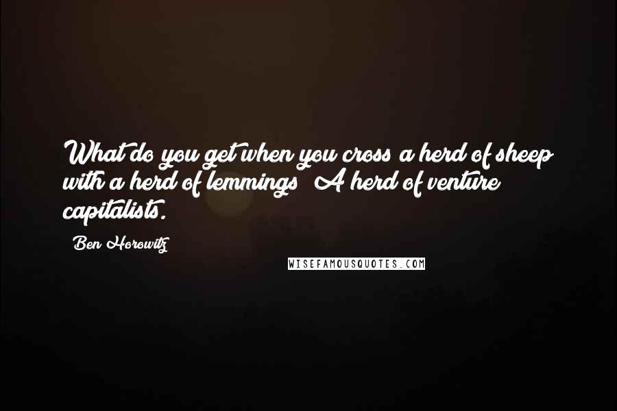 Ben Horowitz Quotes: What do you get when you cross a herd of sheep with a herd of lemmings? A herd of venture capitalists.