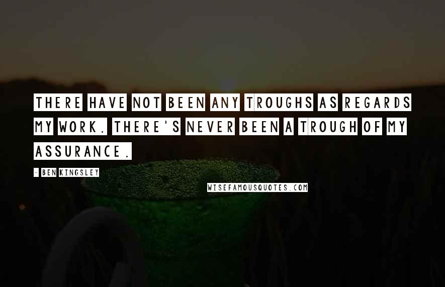 Ben Kingsley Quotes: There have not been any troughs as regards my work. There's never been a trough of my assurance.