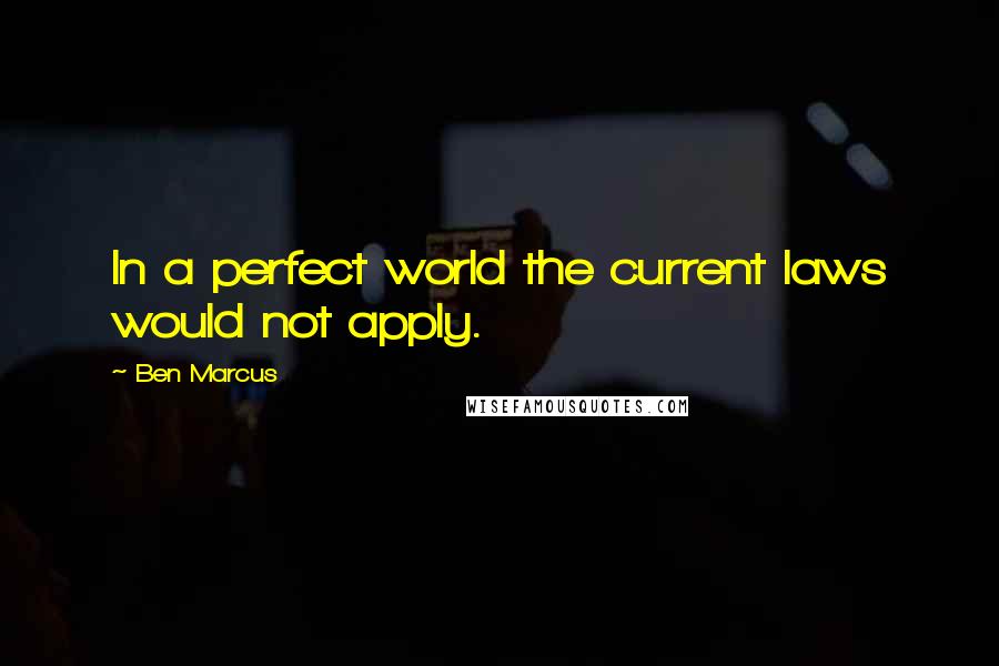 Ben Marcus Quotes: In a perfect world the current laws would not apply.