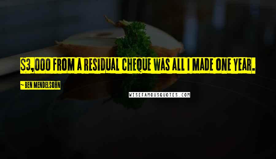 Ben Mendelsohn Quotes: $3,000 from a residual cheque was all I made one year.