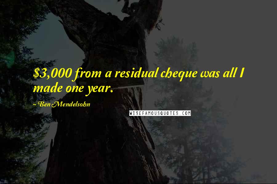 Ben Mendelsohn Quotes: $3,000 from a residual cheque was all I made one year.