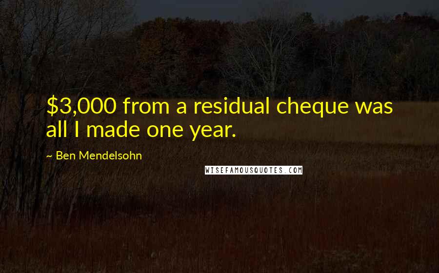 Ben Mendelsohn Quotes: $3,000 from a residual cheque was all I made one year.