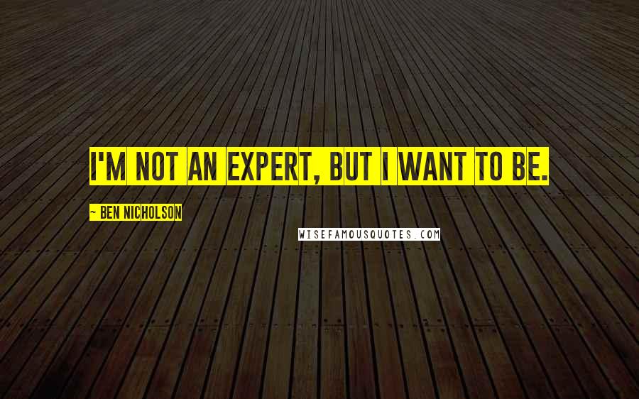 Ben Nicholson Quotes: I'm not an expert, but I want to be.