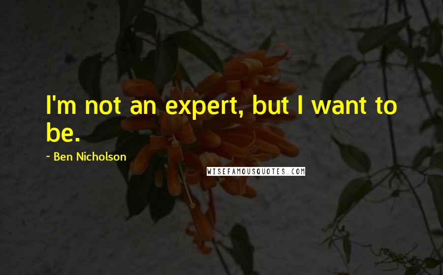 Ben Nicholson Quotes: I'm not an expert, but I want to be.