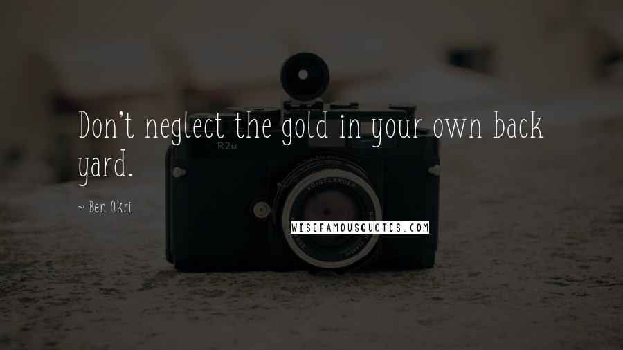 Ben Okri Quotes: Don't neglect the gold in your own back yard.