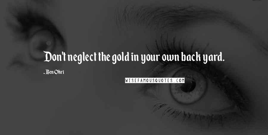 Ben Okri Quotes: Don't neglect the gold in your own back yard.