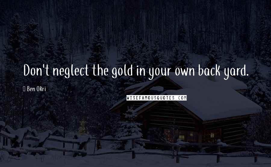 Ben Okri Quotes: Don't neglect the gold in your own back yard.