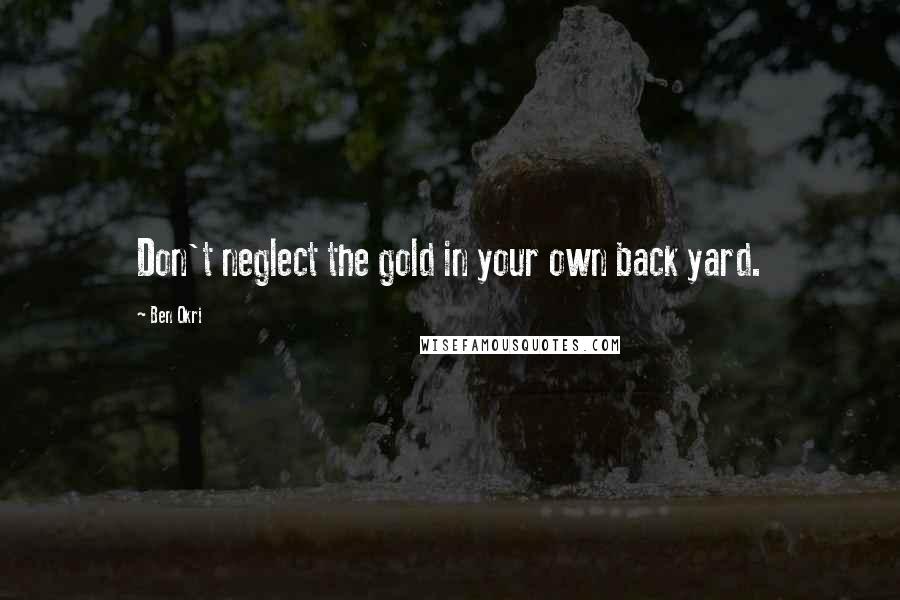 Ben Okri Quotes: Don't neglect the gold in your own back yard.