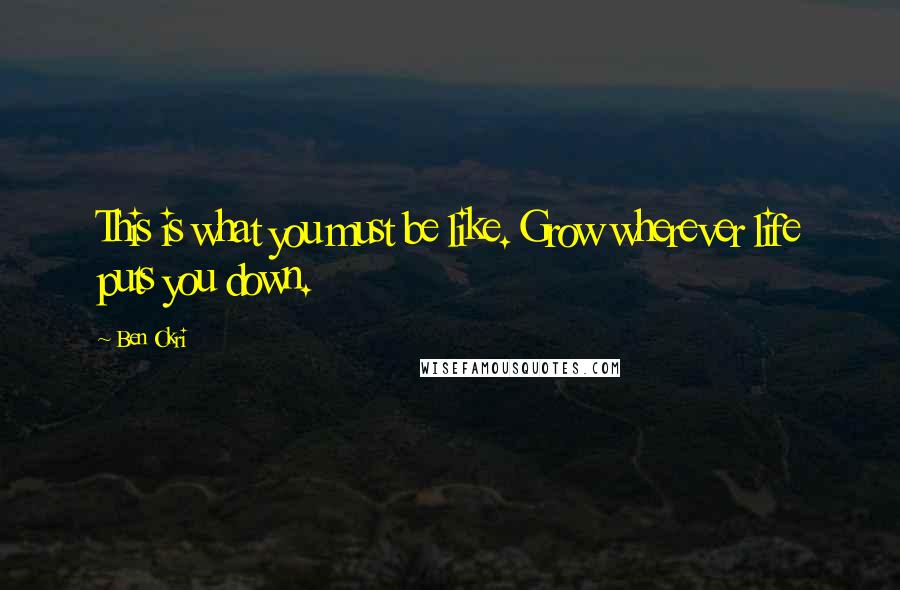 Ben Okri Quotes: This is what you must be like. Grow wherever life puts you down.