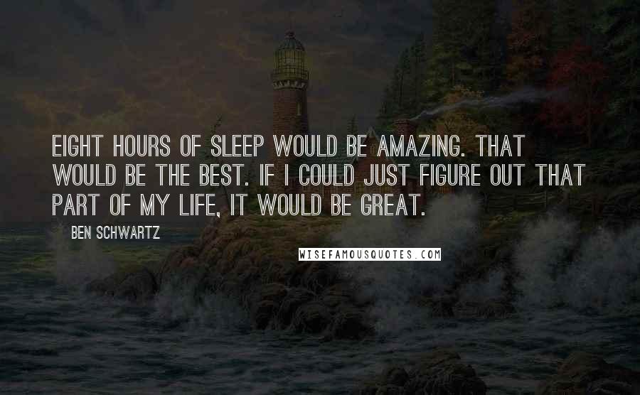 Ben Schwartz Quotes: Eight hours of sleep would be amazing. That would be the best. If I could just figure out that part of my life, it would be great.