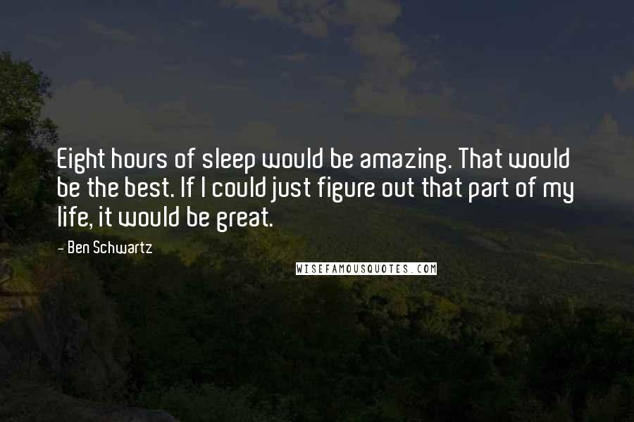 Ben Schwartz Quotes: Eight hours of sleep would be amazing. That would be the best. If I could just figure out that part of my life, it would be great.