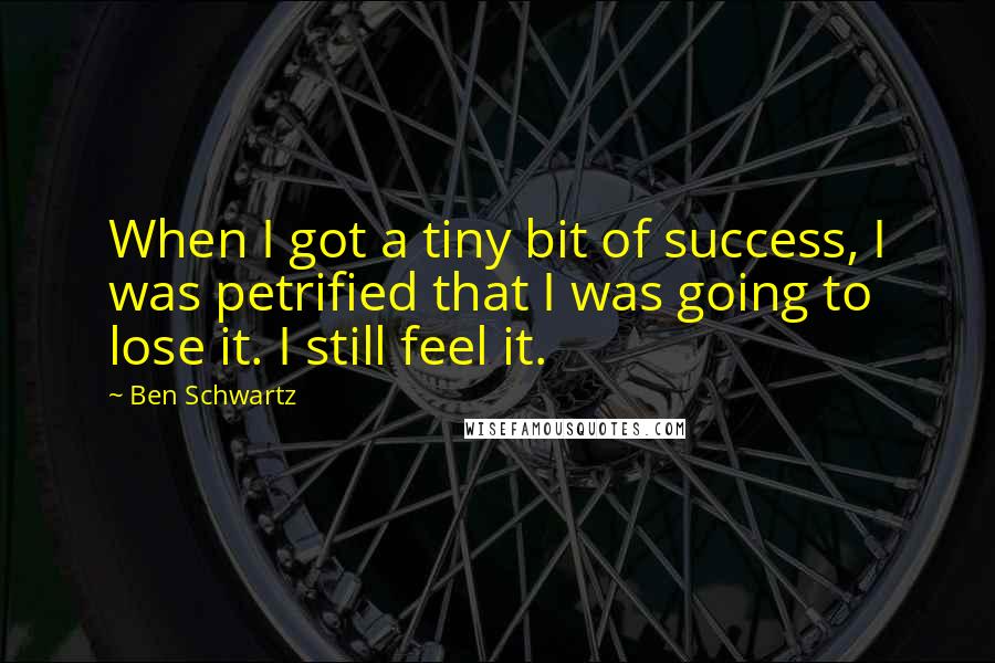 Ben Schwartz Quotes: When I got a tiny bit of success, I was petrified that I was going to lose it. I still feel it.