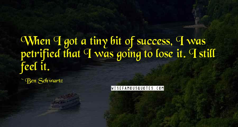 Ben Schwartz Quotes: When I got a tiny bit of success, I was petrified that I was going to lose it. I still feel it.