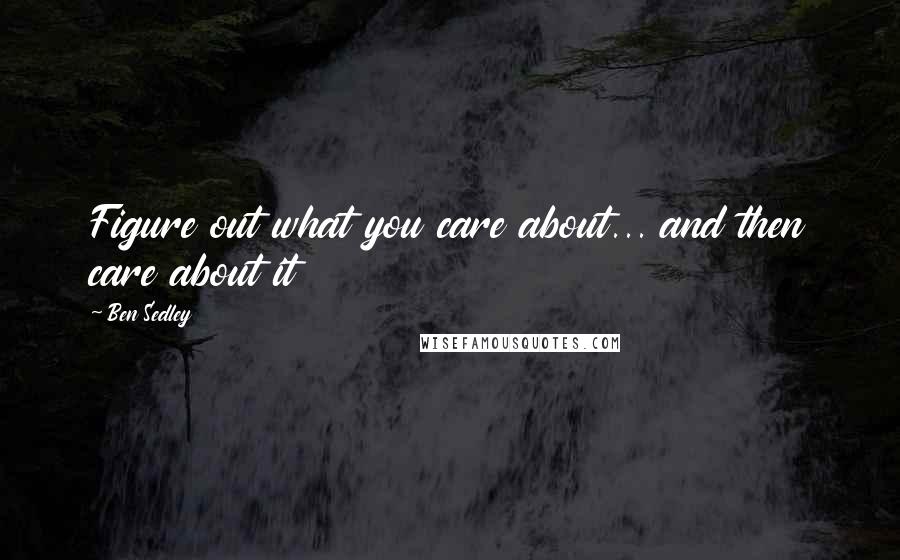 Ben Sedley Quotes: Figure out what you care about... and then care about it