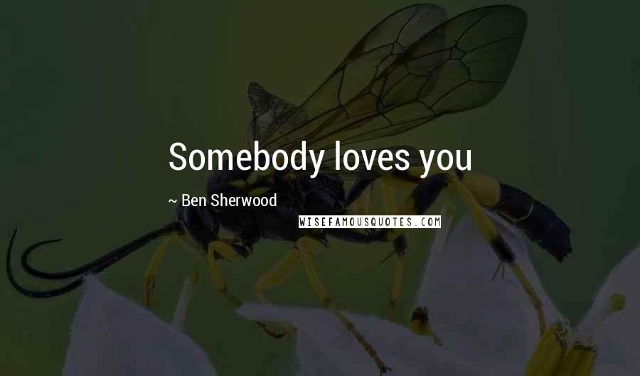 Ben Sherwood Quotes: Somebody loves you