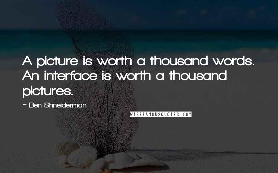 Ben Shneiderman Quotes: A picture is worth a thousand words. An interface is worth a thousand pictures.