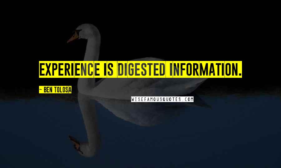 Ben Tolosa Quotes: Experience is digested information.