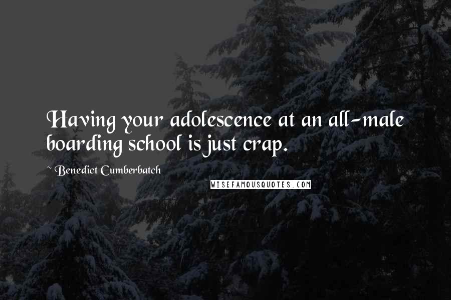 Benedict Cumberbatch Quotes: Having your adolescence at an all-male boarding school is just crap.