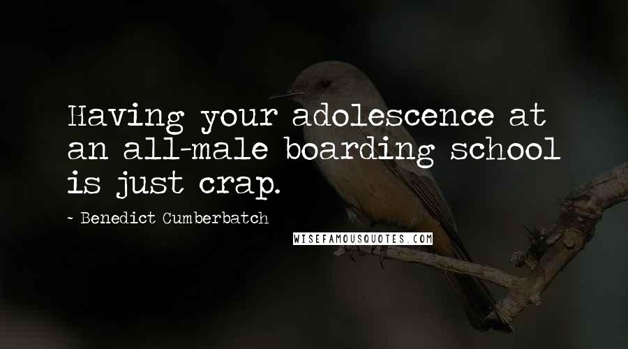 Benedict Cumberbatch Quotes: Having your adolescence at an all-male boarding school is just crap.